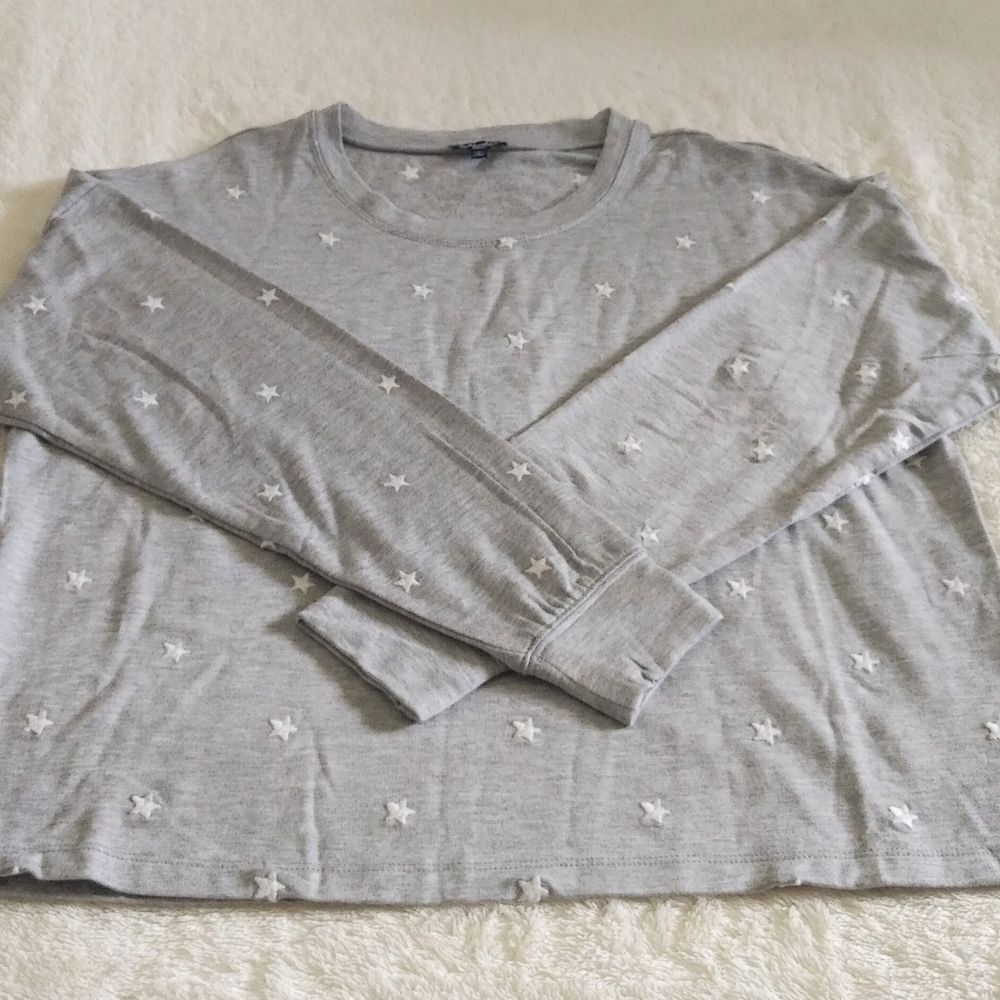 Splendid👍 Light Grey Embroidered Stars⭐ Sweater - Picture 9 of 14